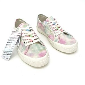 Superga Sneakers Green Pink Tie Dye Star Beads Womens Size 8.5 Fantasia New NWT